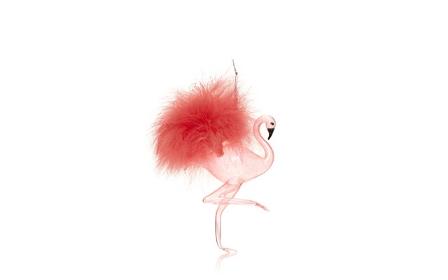  Pink Flamingo Glass Ornament, 5.5″H