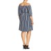 Women’s Plus Size Stripe Off-the-Shoulder Dress, Blue, 16W