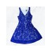  Womens Blue Zippered Pleated Lined Sleeveless V Neck Mini Party Fit + Flare Dress Juniors 5