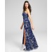 s Womens Juniors’ Embellished Strapless Gown, Navy/17