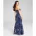 s Womens Juniors’ Embellished Strapless Gown, Navy/17