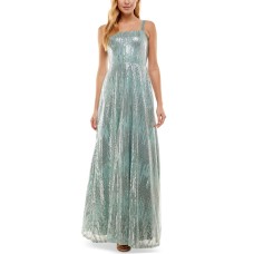 City Studios Womens Juniors’ Sequin Ballgown, Light Green/1