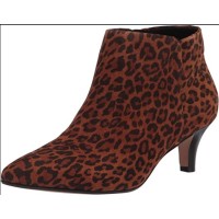 Clarks Women’s Linvale Sea Ankle Boot, Dark Tan Leopard Suede, 6