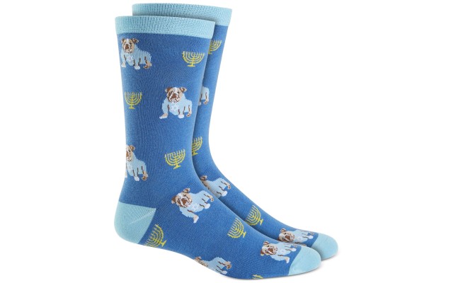 Hanukah Bulldog Socks, Blue