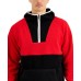  Men’s Colorblocked Anorak Sweaters, Red, Large