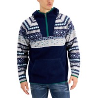Club Room Men’s Sherpa Fleece Anorak Pullovers, Gray Combo, X-Large