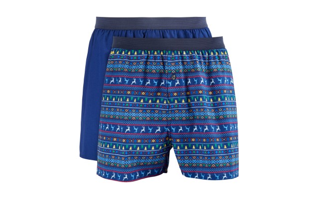  Men’s 2-pk. Patterned & Solid Boxer Shorts, Navy, Small
