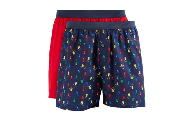  Men’s 2-pk. Patterned & Solid Boxer Shorts, Red, Medium