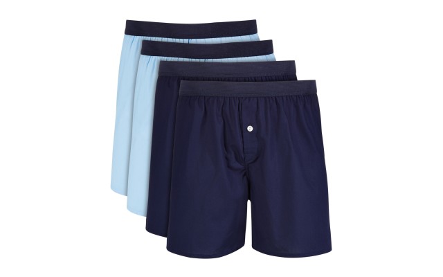  Men’s 4-Pk. Cotton Boxers, Navy, X-Large