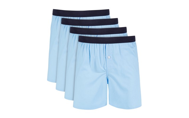  Men’s 4-Pk. Cotton Boxers, Skysail Blue, X-Large