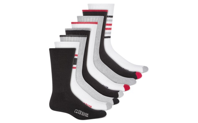  Mens 8 Pack Cushioned Crew Socks, Multi, Shoe size 7-12
