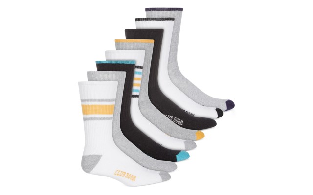  Mens 8 Pack Striped Crew Socks, Multi