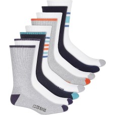 Club Room Mens 8 Pack Striped Crew Socks, Navy,  Shoe size 7-12