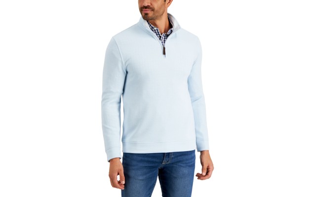  Mens Birdseye Quarter-Zip Pullover,