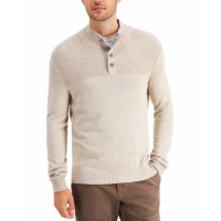 CLUB ROOM Men’s Button Mock Neck Sweater, Beige, Medium