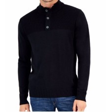 CLUB ROOM Men’s Button Mock Neck Sweater