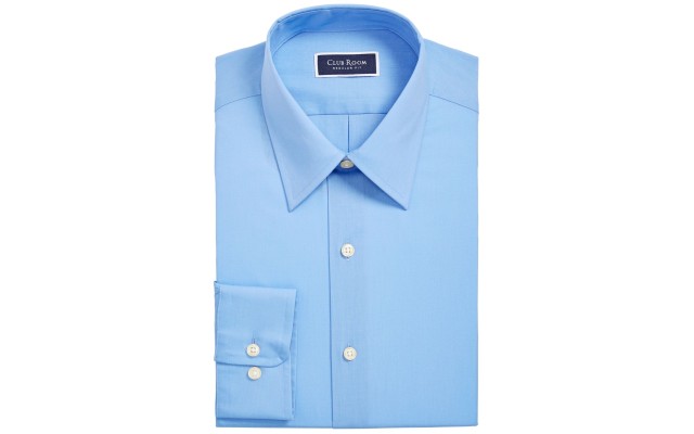  Men’s Classic/Regular-Fit Solid Dress Shirt, Blue, Small