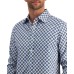 Club Room Mens Concho Tile-print Shirt Pale Ink Blue Small