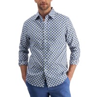 Club Room Mens Concho Tile-print Shirt Pale Ink Blue Small