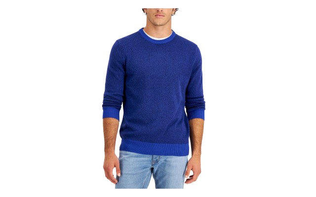  Men’s Elevated Cotton Marl Sweater, Cerulean, XX-Large