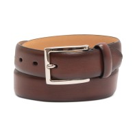 Club Room Mens Faux Leather Burnished Dress Belt, Small, 30-32, Brown
