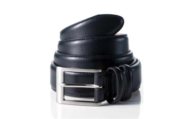  Mens Faux Leather Dress Belt, Black, 32
