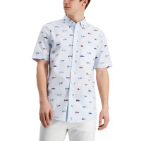 Club Room Men’s Flag-Print Shirt, Ink Blue, Small