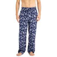 Club Room Men’s Flannel Print Pajama Pants, Navy Forest, Medium