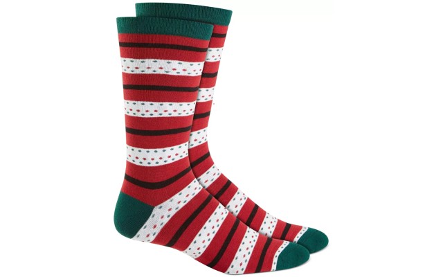  Mens Holiday Socks, Red, One Size