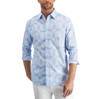 Club Room Mens Medallion-print Shirt Pale Ink Blue Small