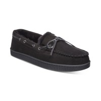 Club Room Men’s Moccasin Slippers, Creat Black, Medium