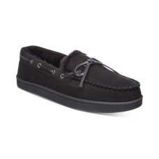 Club Room Men’s Moccasin Slippers, Creat Black, Small