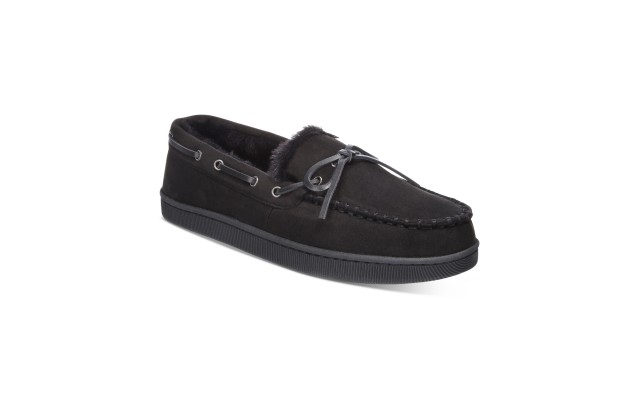  Men’s Moccasin Slippers, Creat Black, Small