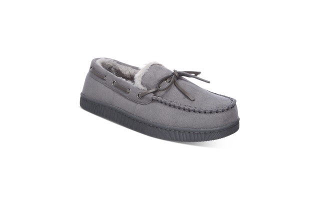  Men’s Moccasin Slippers, Creat Gray, Medium