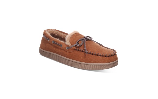 Men’s Moccasin Slippers, Creat Tan, Small