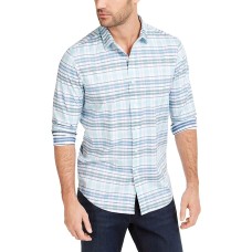 Club Room Mens Plaid Regua Button-Down Shirt Blue Medium