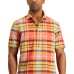  Men’s Popover Park Avenue Plaid Shirt, Orange Poppy, Small