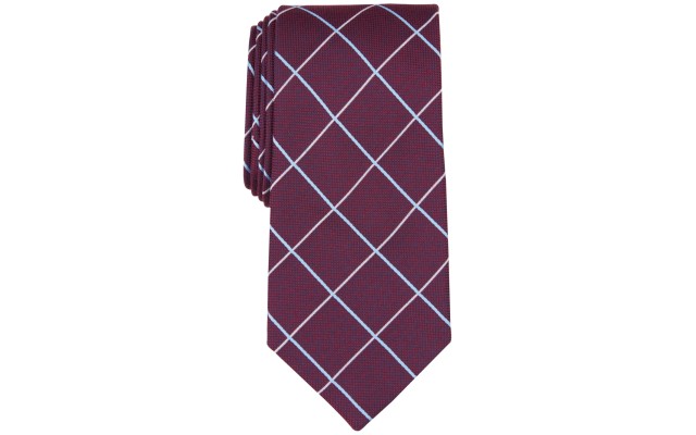  Men’s Preston Grid Tie, Burgundy