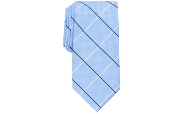  Men’s Rodick Slim Grid Tie, Light Blue