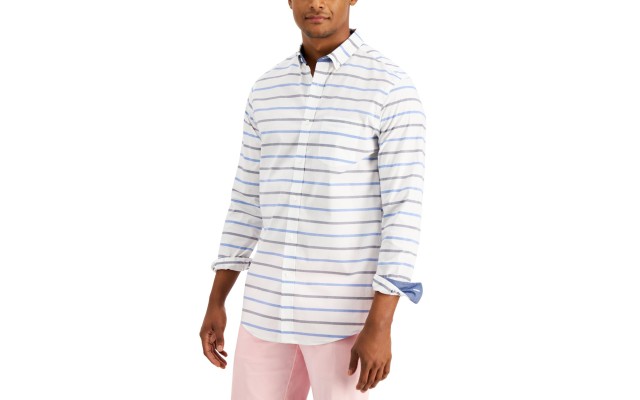  Men’s Soft Stripes Shirts, White, Small