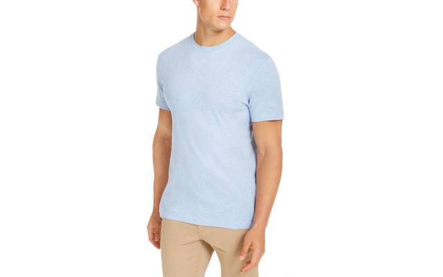  Men’s Solid Crewneck T-Shirt, Light Blue, X-Large