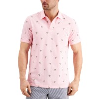 Club Room Mens Stretch Tropical Print Polo Shirts, Large