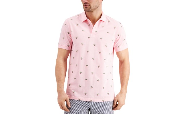  Mens Stretch Tropical Print Polo Shirts, Large