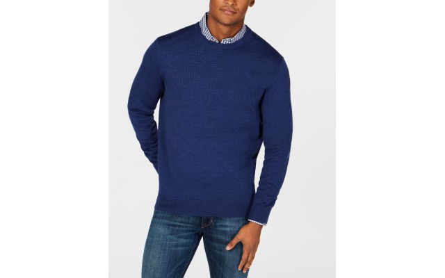  Men’s Sweater Small Crewneck Knit Pullover, Blue, Small