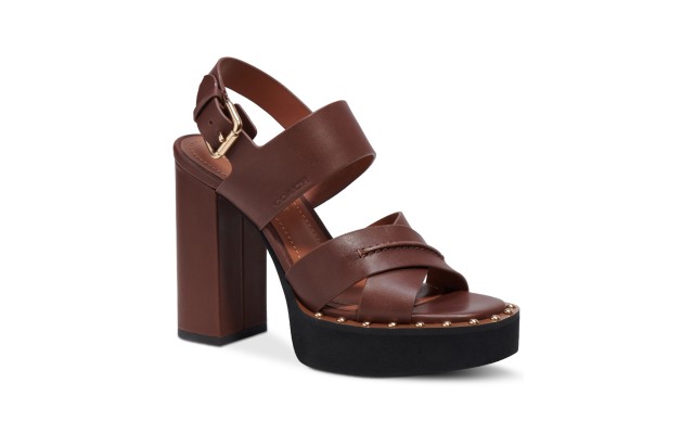  Women’s Callie Platform Block-Heel Sandals Women’s Shoes, Brown, 5.5M