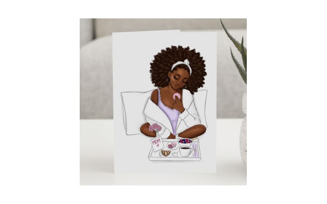 Coco Michele Breakfast in Bed Greeting Card, White, 4.25″ x 5.5″