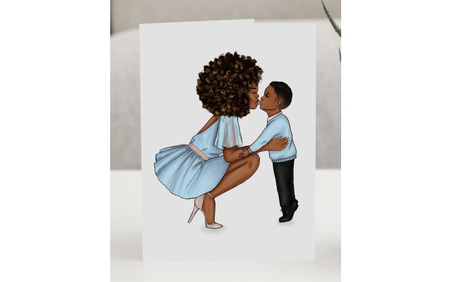 Coco Michele Mom and Son Card, Blue, 4.25″ x 5.5″