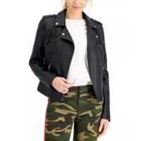 Coffeeshop Juniors Faux-leather Fringe , Black, Medium