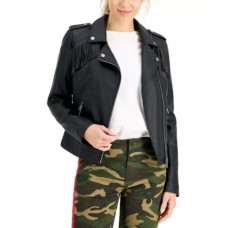 Coffeeshop Juniors Faux-leather Fringe , Black, Medium