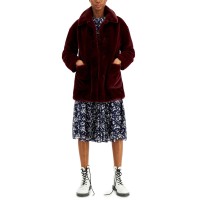 Coffeeshop Juniors Leopard Faux-fur Coat, Dark Wİne, XLarge